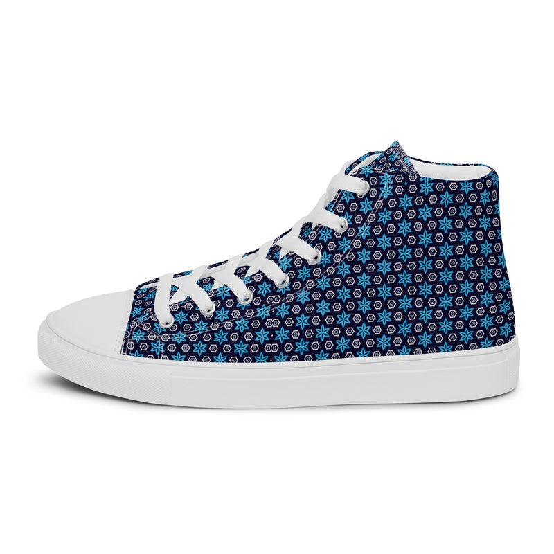 Navy Geo High Top #298 - Angled View | HA!LO Canvas Sneakers