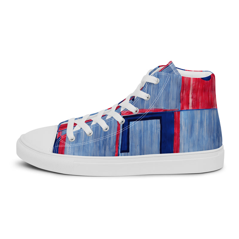 HA!LO Blue Patchwork #359 — Men's Canvas High Top