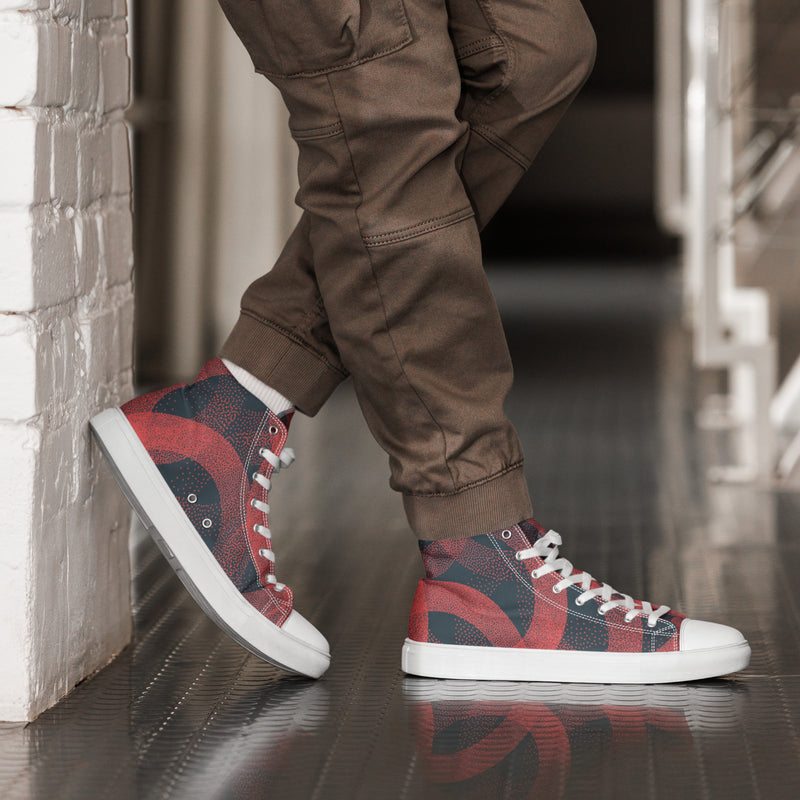 Red Swirl High Top #14 - Opposite Side | HA!LO Canvas Sneakers