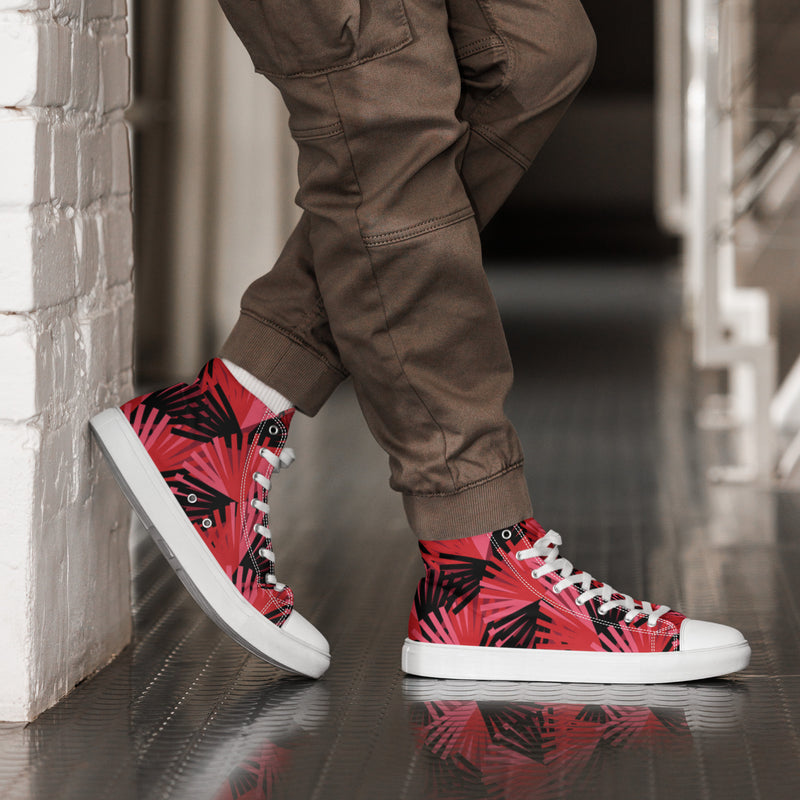 Red Palm High Top #20 - Opposite Side | HA!LO Canvas Sneakers