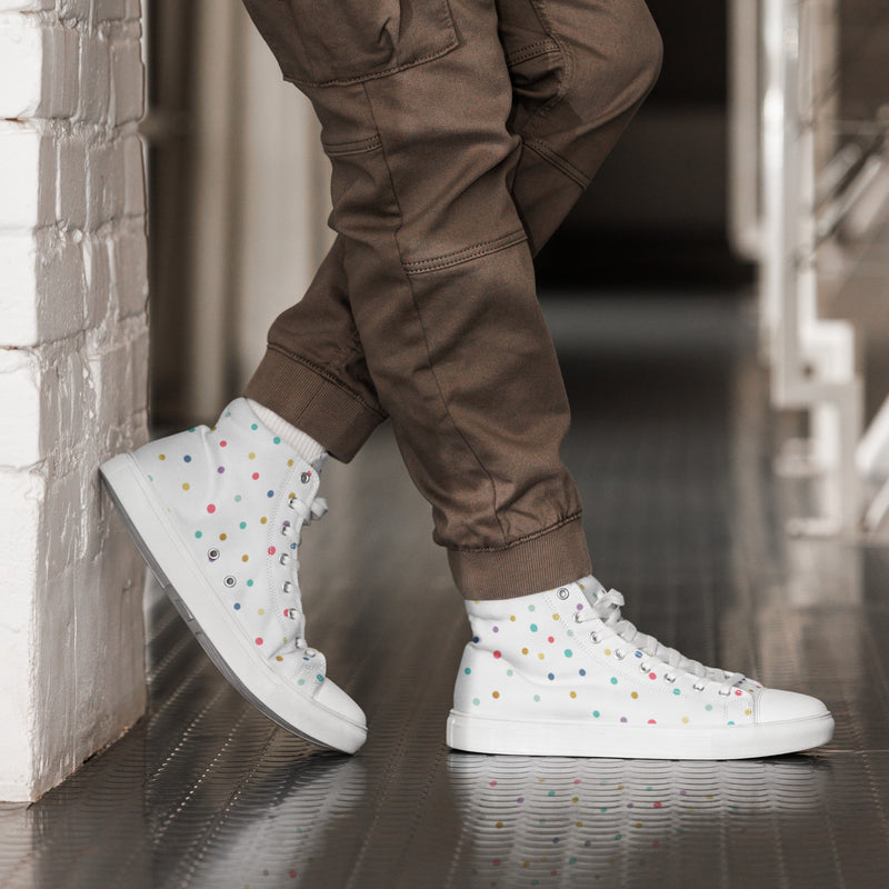 Rainbow Dot High Top #27 - Opposite Side | HA!LO Canvas Sneakers