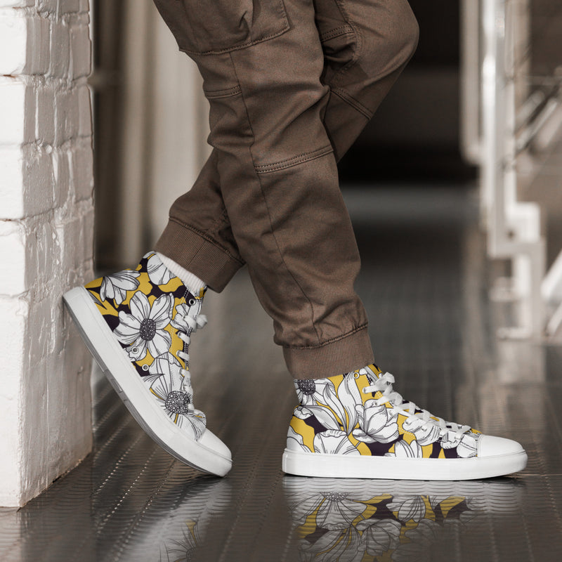 Sunflower Sketch High Top #33 - Opposite Side | HA!LO Canvas Sneakers