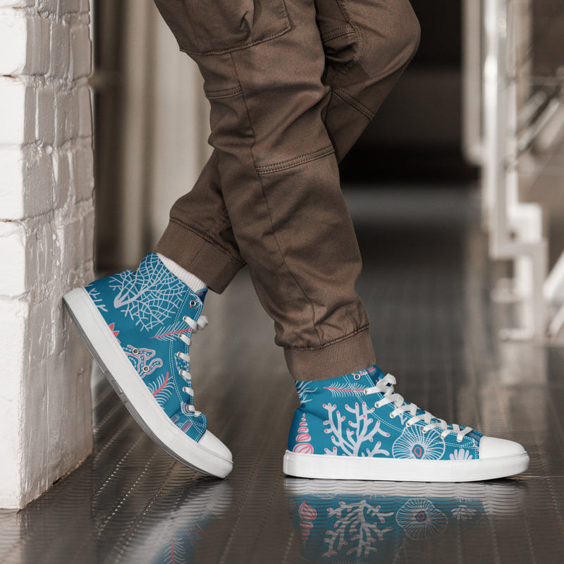 Ocean Coral High Top #35 - Opposite Side | HA!LO Canvas Sneakers