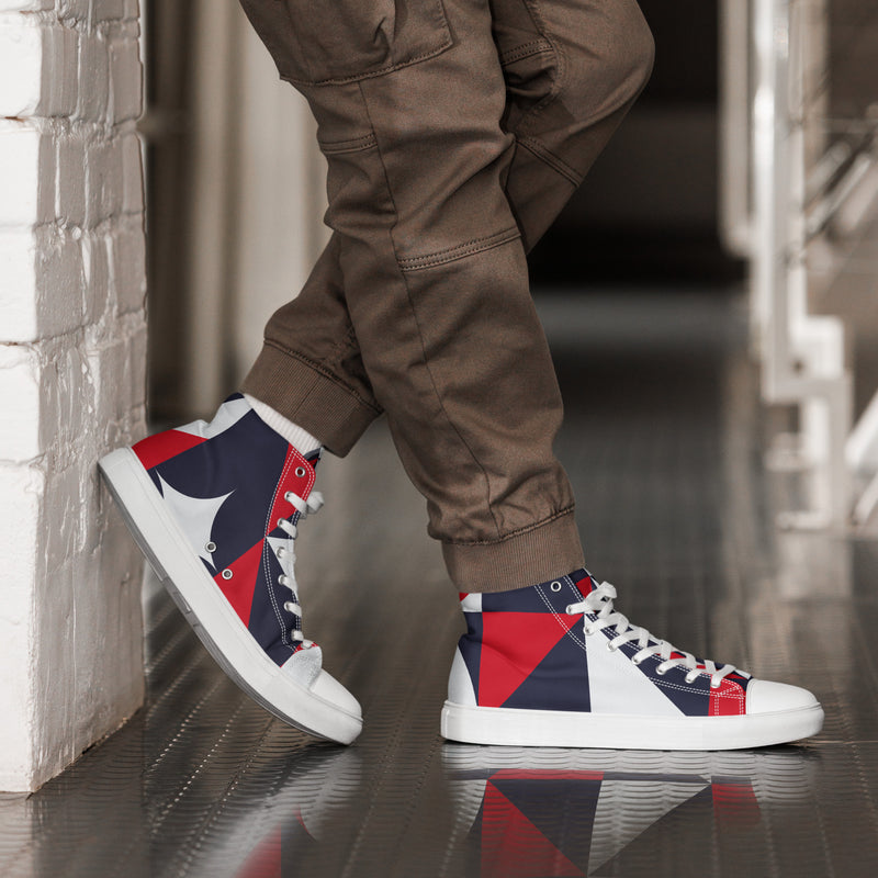 Geometric Navy High Top #45 - Opposite Side | HA!LO Canvas Sneakers