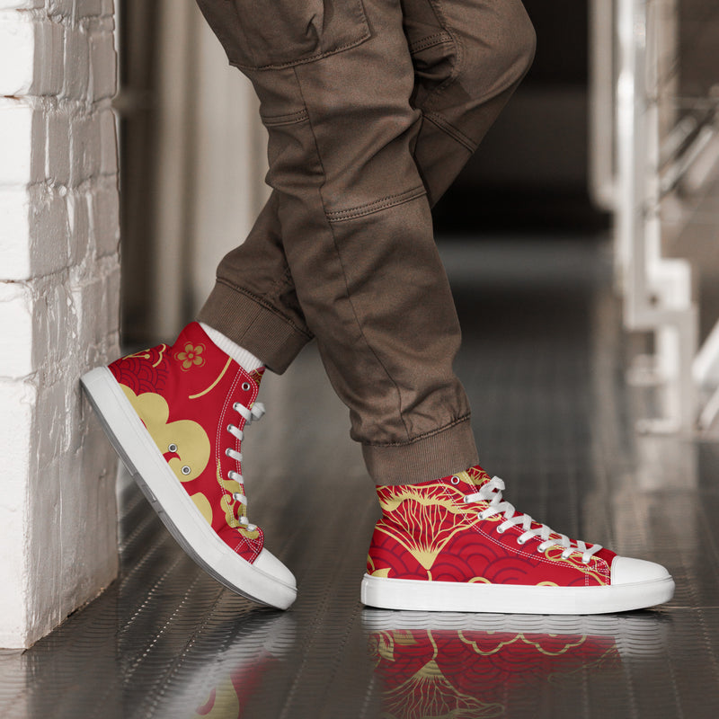 Red Poppy High Top #51 - Opposite Side | HA!LO Canvas Sneakers