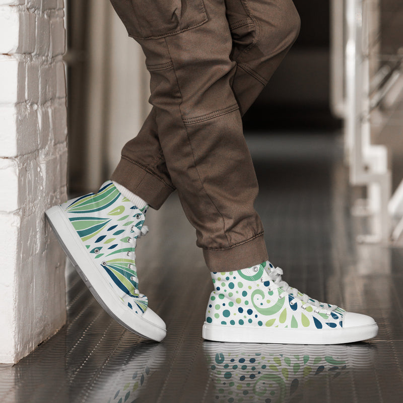 Green Swirl High Top #53 - Opposite Side | HA!LO Canvas Sneakers