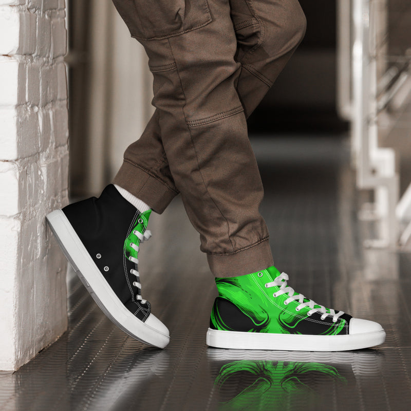 Neon Green Swirl High Top #54 - Opposite Side | HA!LO Canvas Sneakers