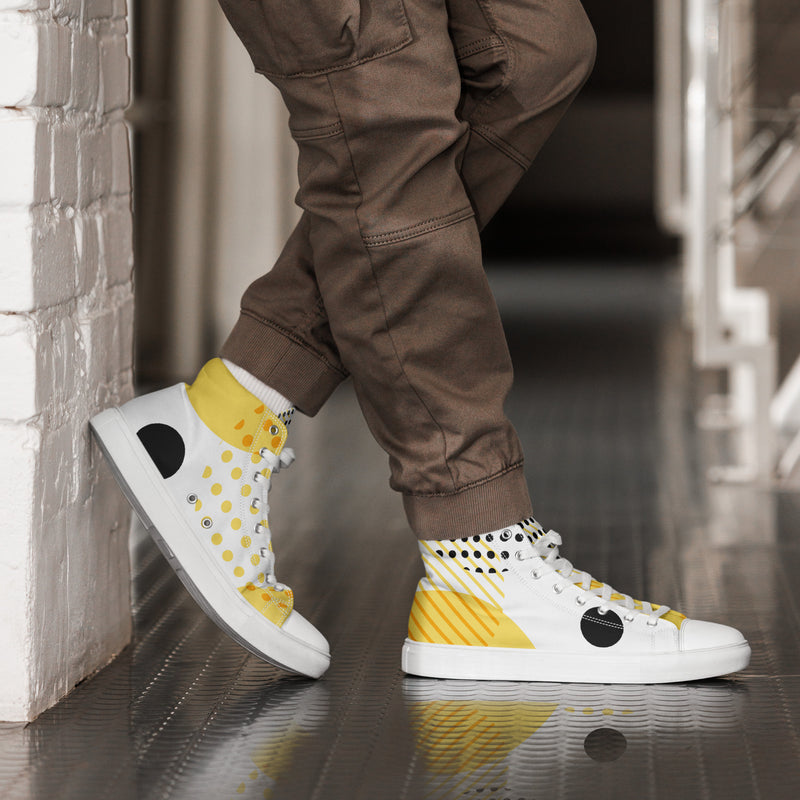 Yellow Pop High Top #62 - Opposite Side | HA!LO Canvas Sneakers