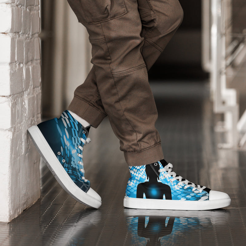 Blue Silhouette High Top #67 - Opposite Side | HA!LO Canvas Sneakers