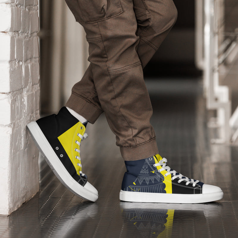 Tribal Navy High Top #73 - Opposite Side | HA!LO Canvas Sneakers