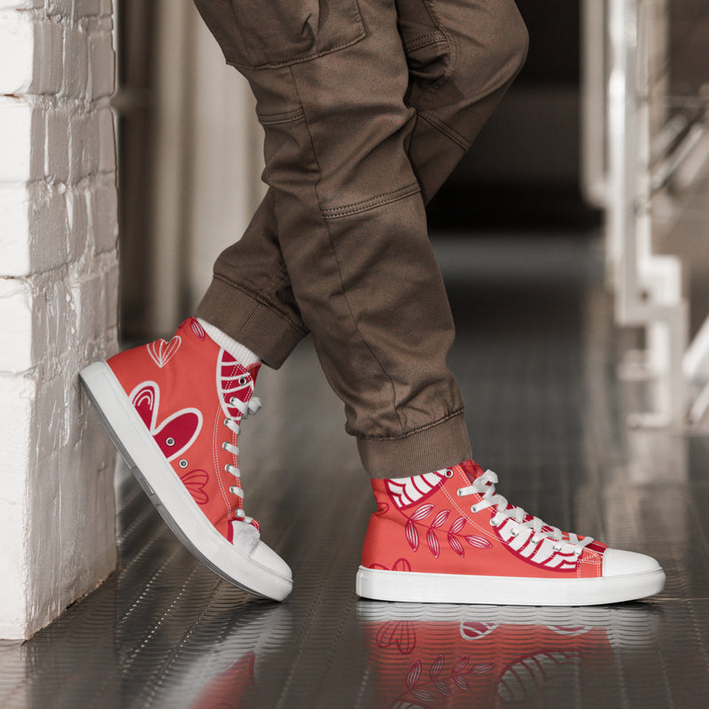 Coral Swirl High Top #83 - Opposite Side | HA!LO Canvas Sneakers