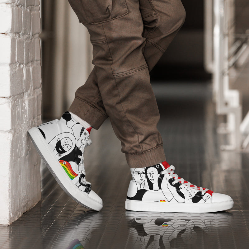 Line Art Face High Top #87 - Opposite Side | HA!LO Canvas Sneakers