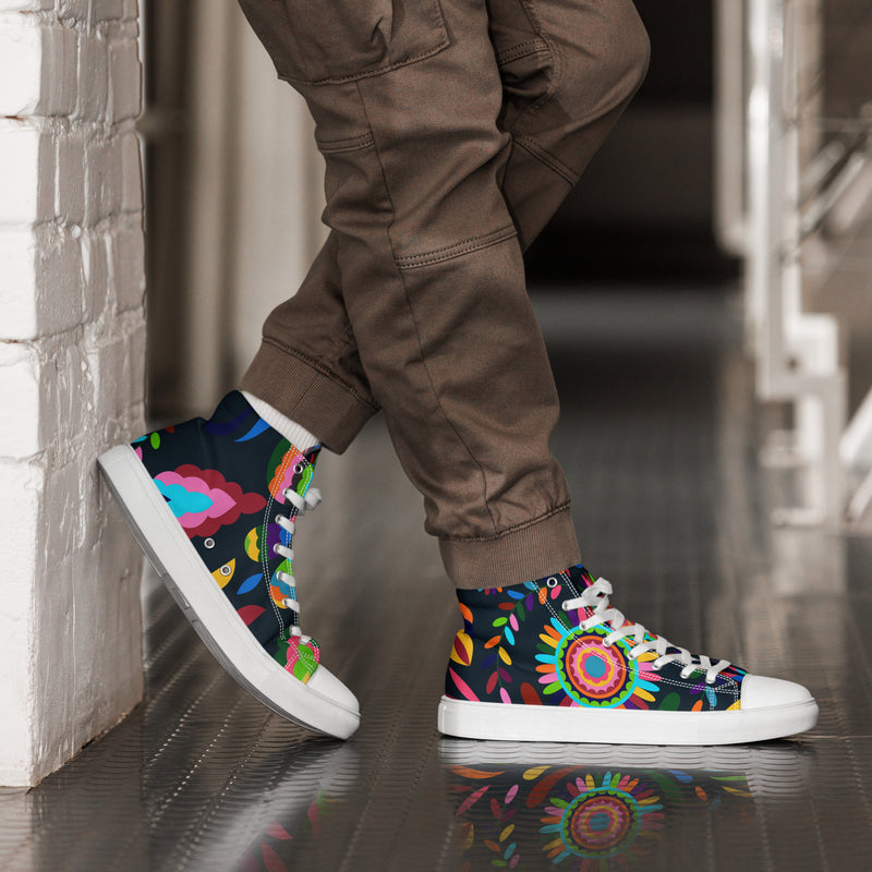Neon Mandala High Top #92 - Opposite Side | HA!LO Canvas Sneakers