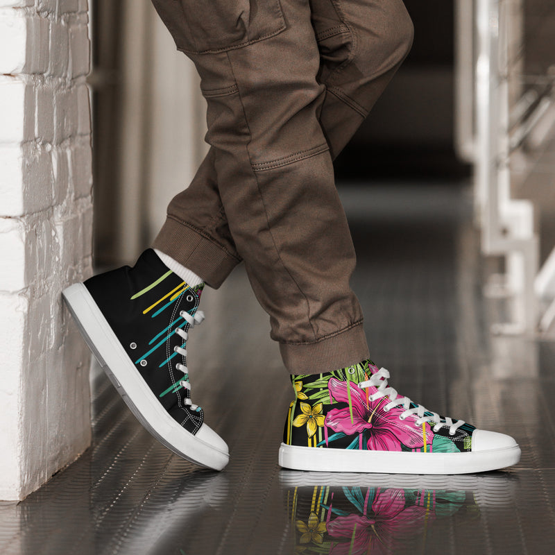 Tropical Bloom High Top #98 - Opposite Side | HA!LO Canvas Sneakers