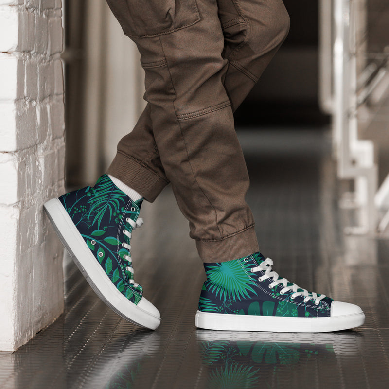 Teal Tropical High Top #111 - Opposite Side | HA!LO Canvas Sneakers