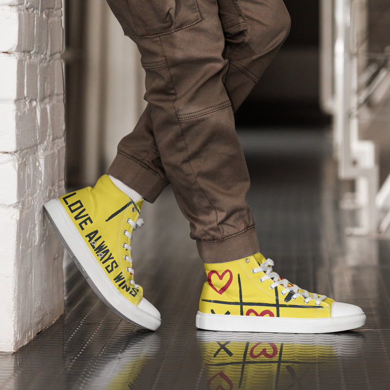 Yellow Heart High Top #112 - Opposite Side | HA!LO Canvas Sneakers
