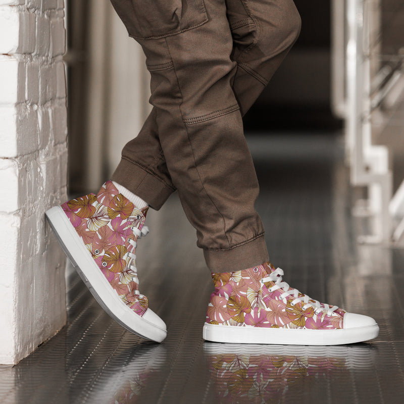 Tropical Flower High Top #117 - Opposite Side | HA!LO Canvas Sneakers