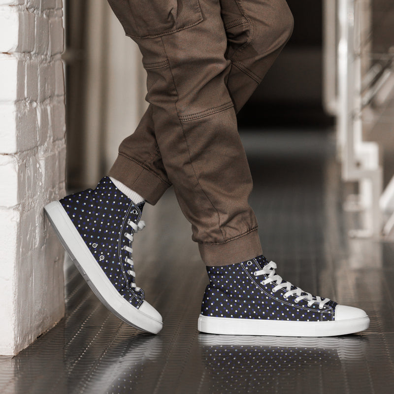 Navy Polka Dot High Top #118 - Opposite Side | HA!LO Canvas Sneakers