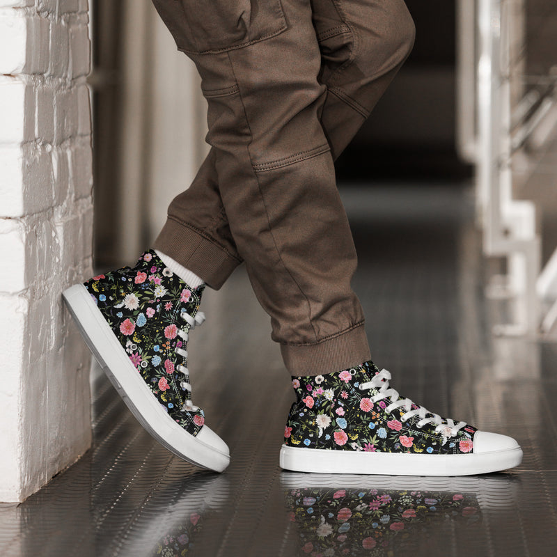 Midnight Floral High Top #124 - Opposite Side | HA!LO Canvas Sneakers