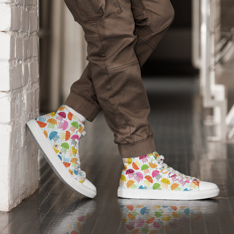 Jellyfish Fan High Top #126 - Opposite Side | HA!LO Canvas Sneakers