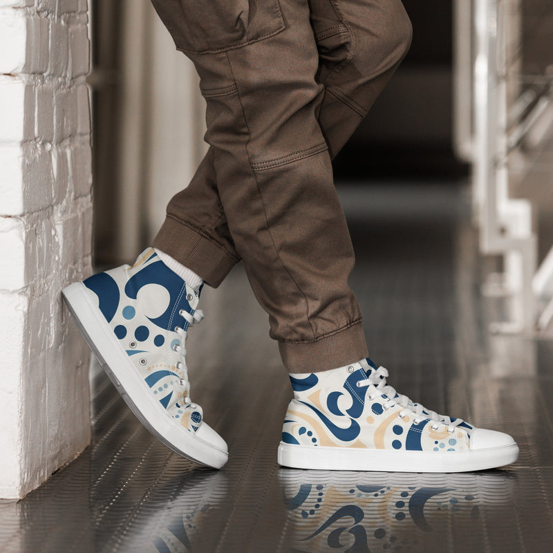 Blue Folk High Top #137 - Opposite Side | HA!LO Canvas Sneakers