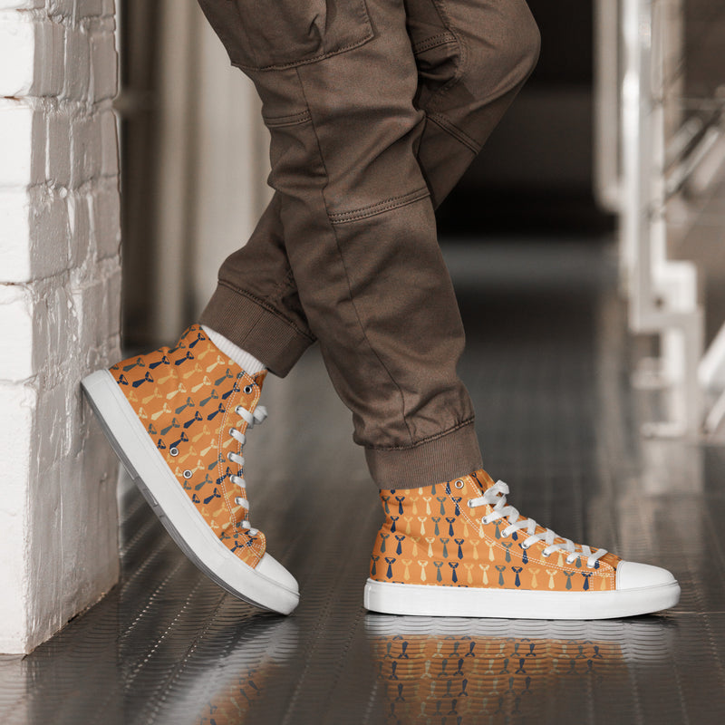 Orange Honeycomb Dad High Top #169 - Opposite Side | HA!LO Canvas Sneakers