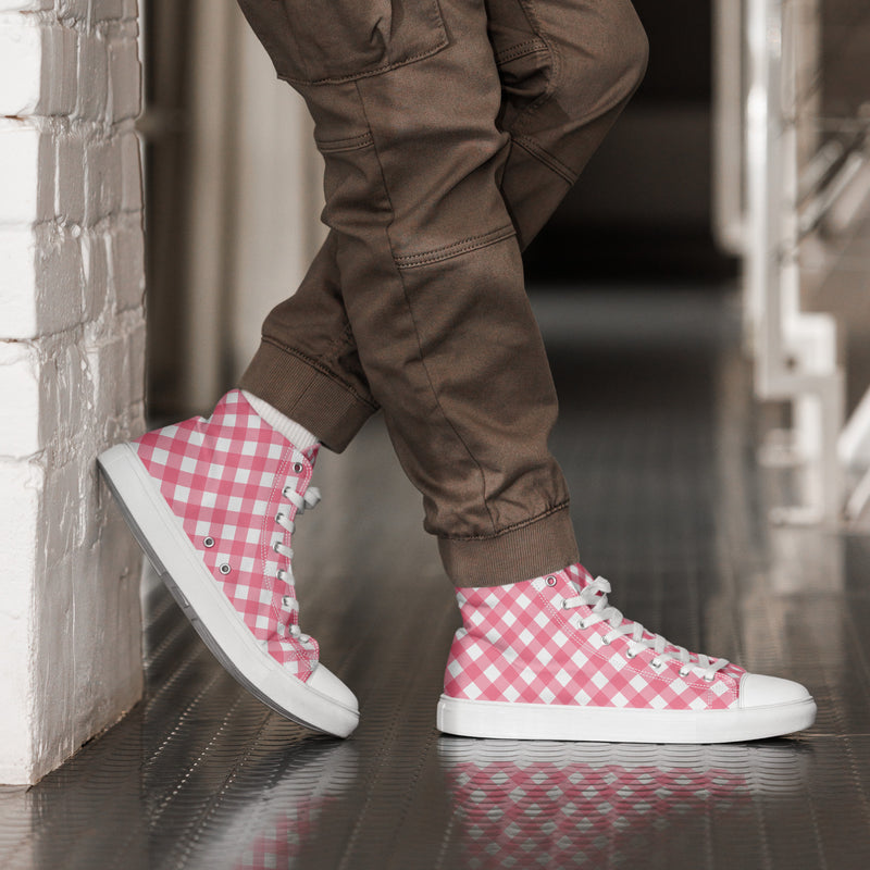 Rose Gingham High Top #194 - Opposite Side | HA!LO Canvas Sneakers