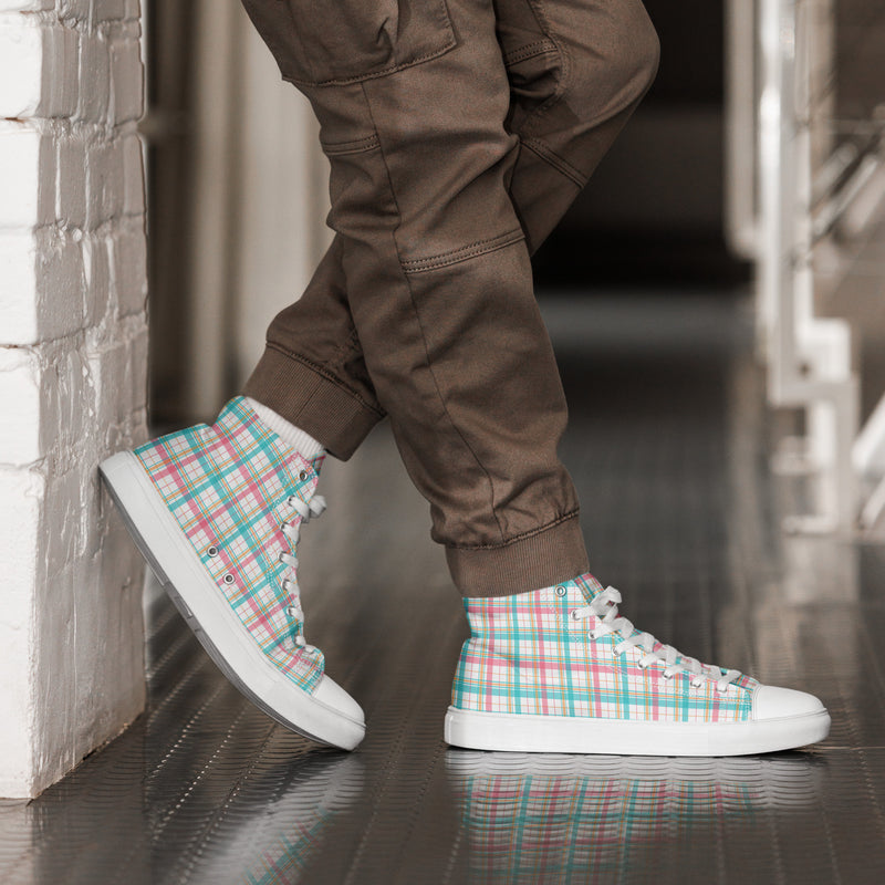 Mint Plaid High Top #199 - Opposite Side | HA!LO Canvas Sneakers
