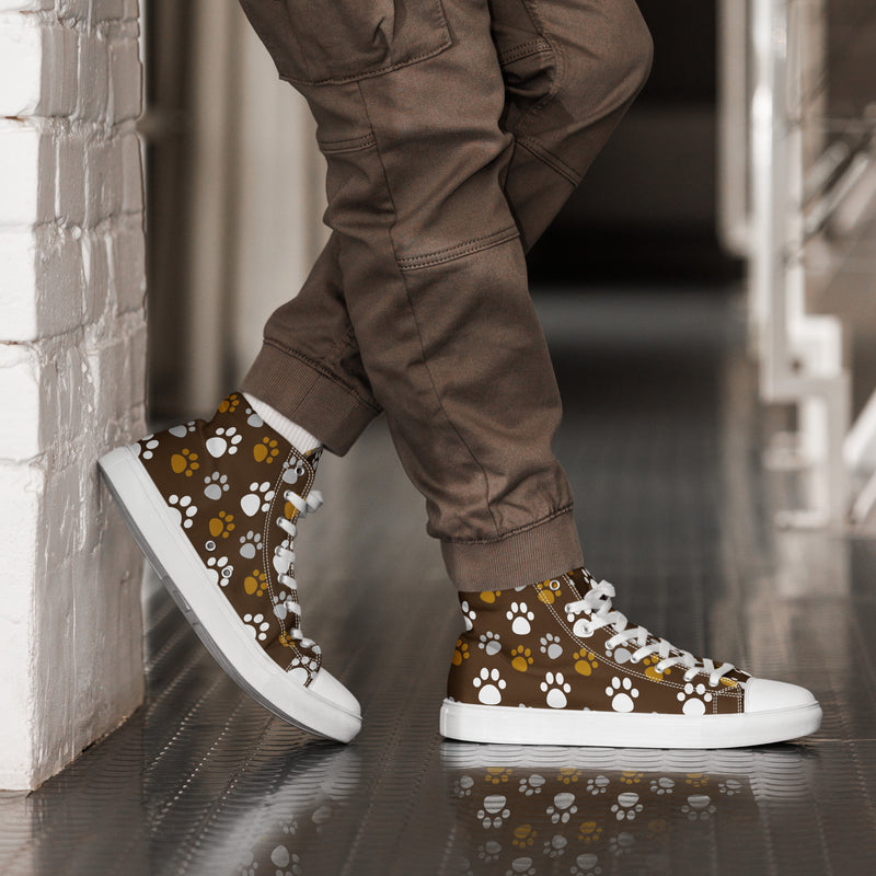 Brown Paw High Top #209 - Opposite Side | HA!LO Canvas Sneakers