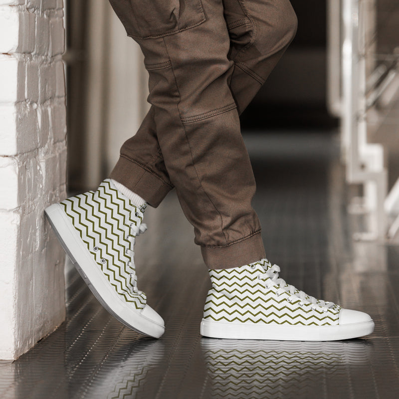 Green Chevron High Top #211 - Opposite Side | HA!LO Canvas Sneakers