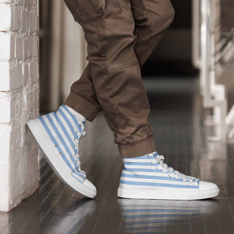 Blue Stripe High Top #242 - Opposite Side | HA!LO Canvas Sneakers