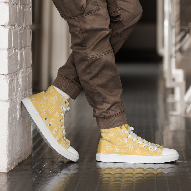 Yellow Daisy High Top #243 - Opposite Side | HA!LO Canvas Sneakers
