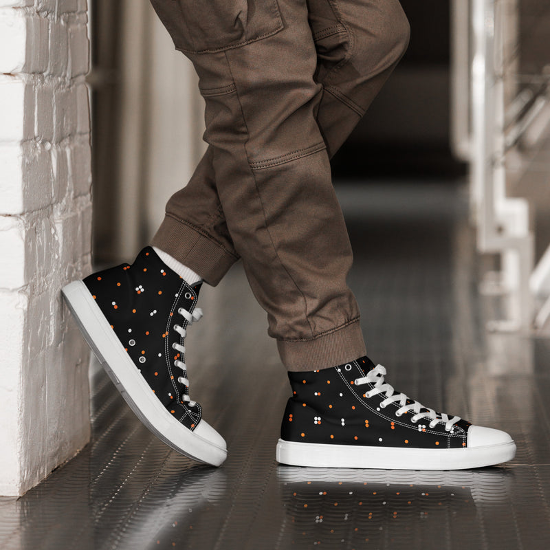 Black Orange Dot High Top #246 - Opposite Side | HA!LO Canvas Sneakers