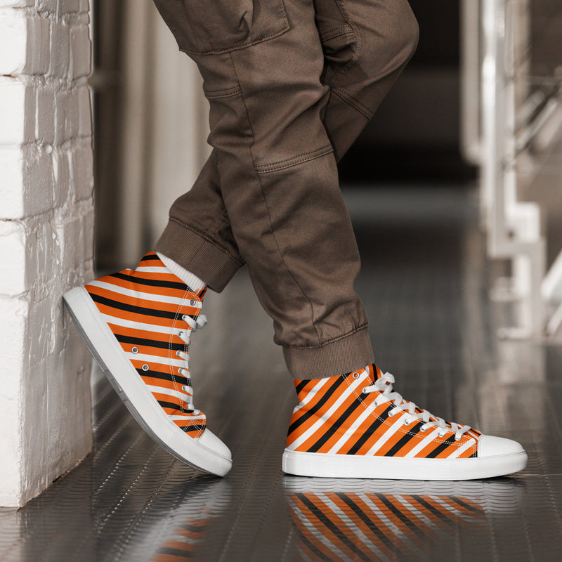 Orange Diagonal High Top #247 - Opposite Side | HA!LO Canvas Sneakers