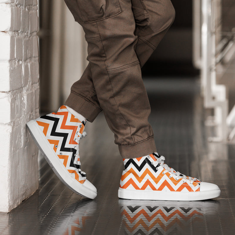Orange Chevron High Top #252 - Opposite Side | HA!LO Canvas Sneakers