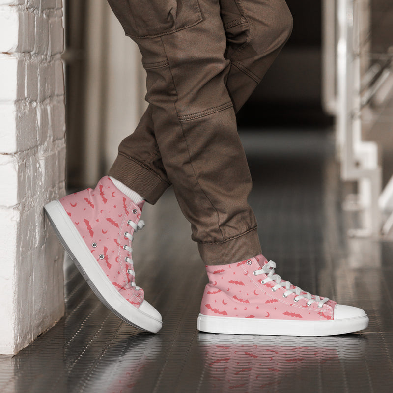 Pink Bat High Top #254 - Opposite Side | HA!LO Canvas Sneakers