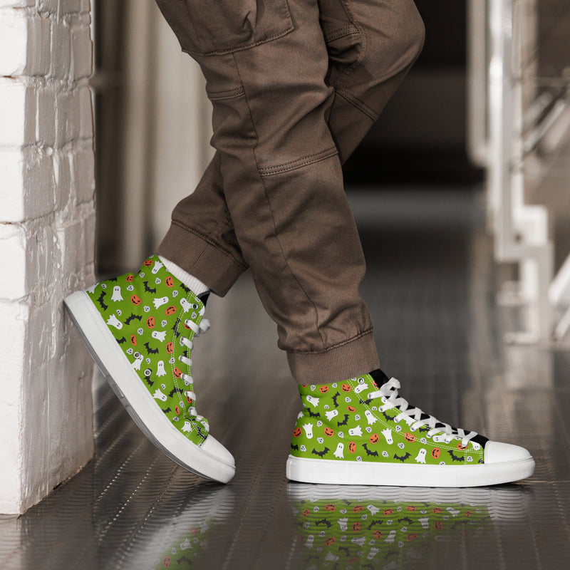 Green Doodle High Top #270 - Opposite Side | HA!LO Canvas Sneakers
