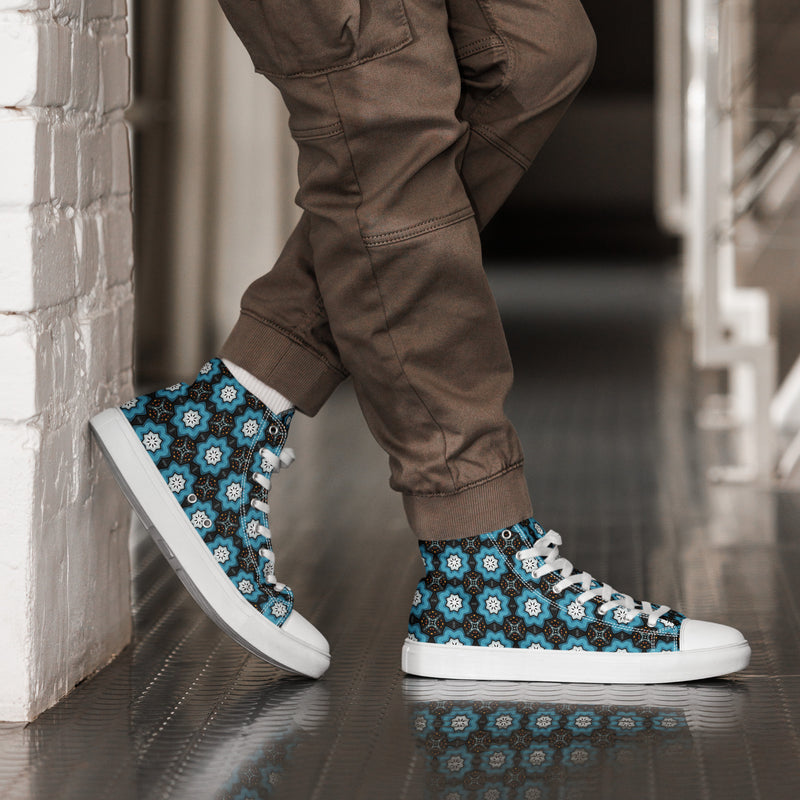 Teal Mandala High Top #293 - Opposite Side | HA!LO Canvas Sneakers