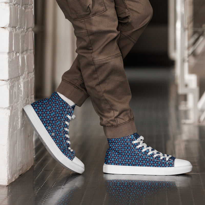 Navy Geo High Top #298 - Opposite Side | HA!LO Canvas Sneakers
