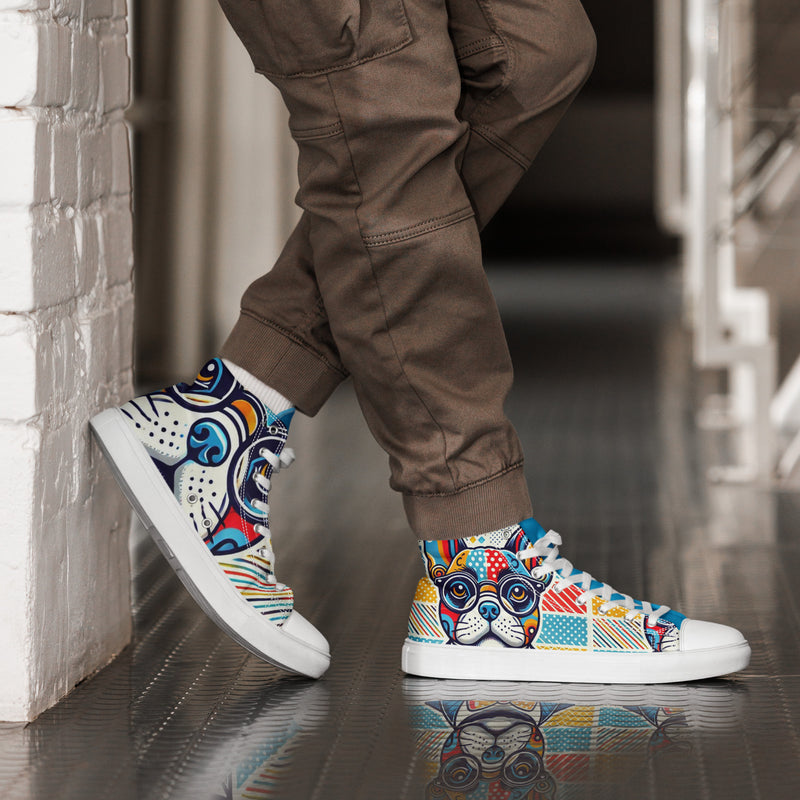 Pop Art Frenchie High Top #297 - Opposite Side | HA!LO Canvas Sneakers