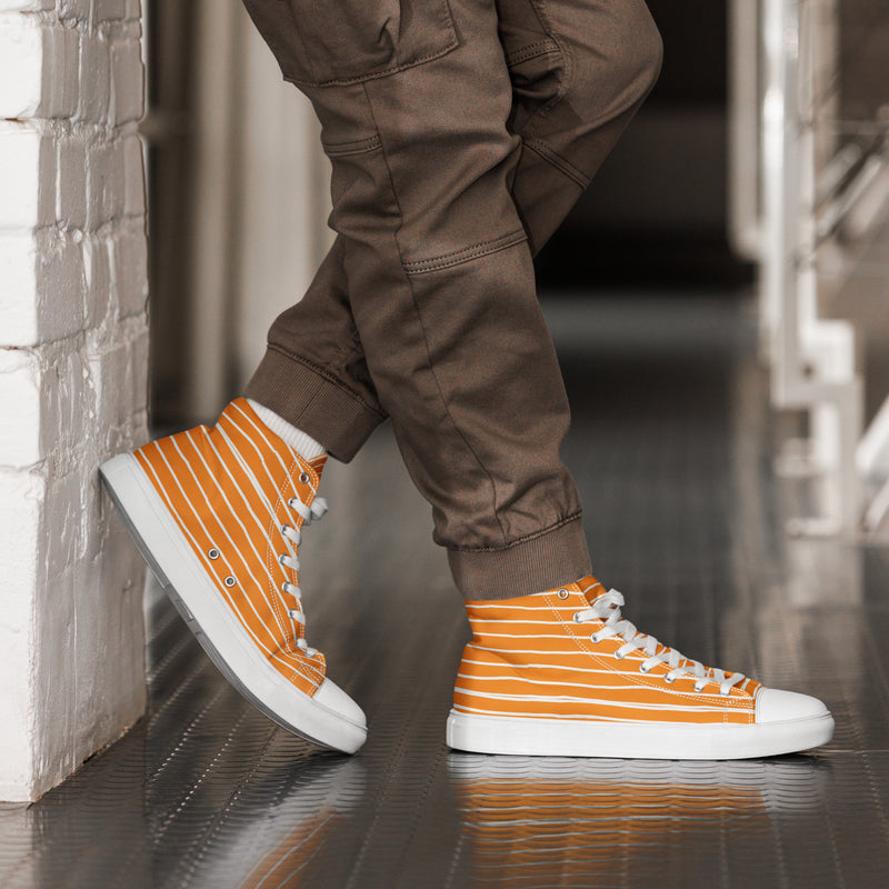 Orange Stripe High Top #312 - Opposite Side | HA!LO Canvas Sneakers
