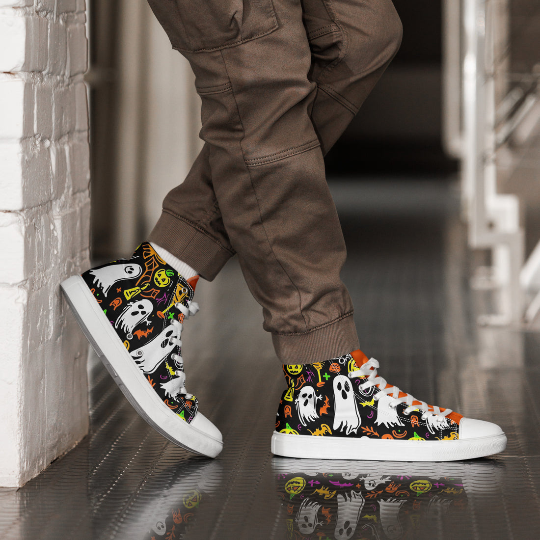 Men's Halloween Ghost Party High Tops 317 - ShipSneakers.com