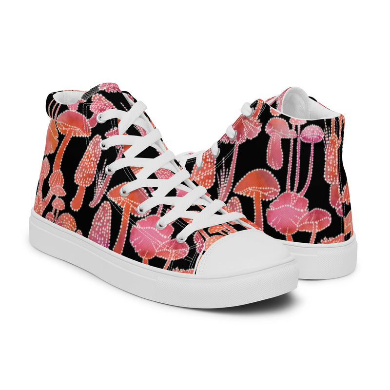 Coral Abstract High Top #17 - Top Down View | HA!LO Canvas Sneakers