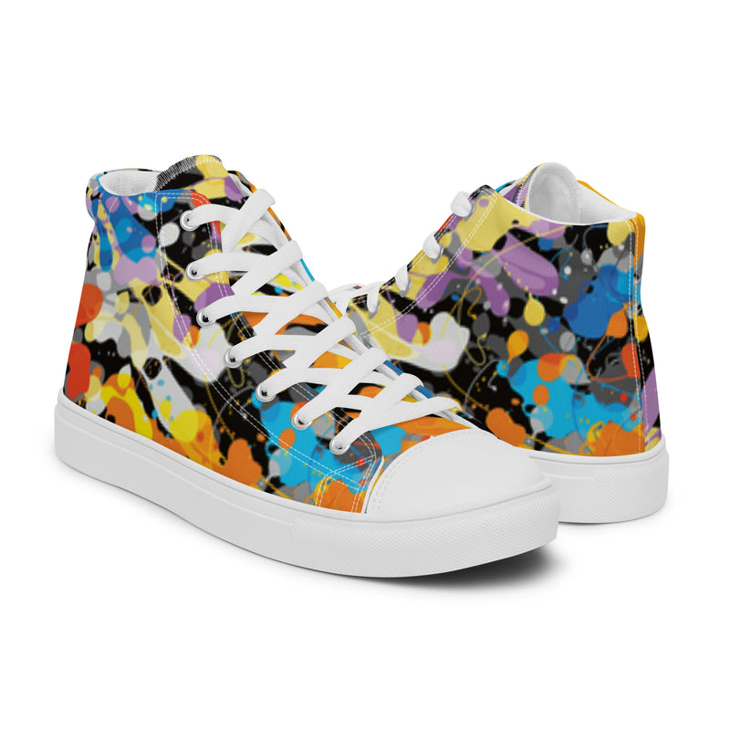 Abstract Collage High Top #26 - Top Down View | HA!LO Canvas Sneakers