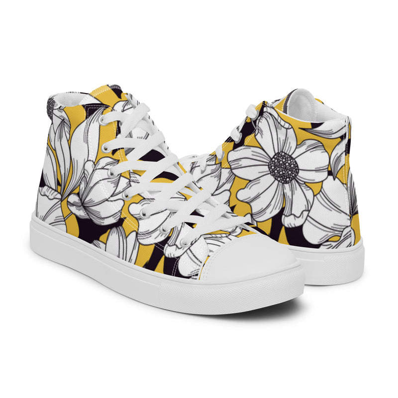 Sunflower Sketch High Top #33 - Top Down View | HA!LO Canvas Sneakers