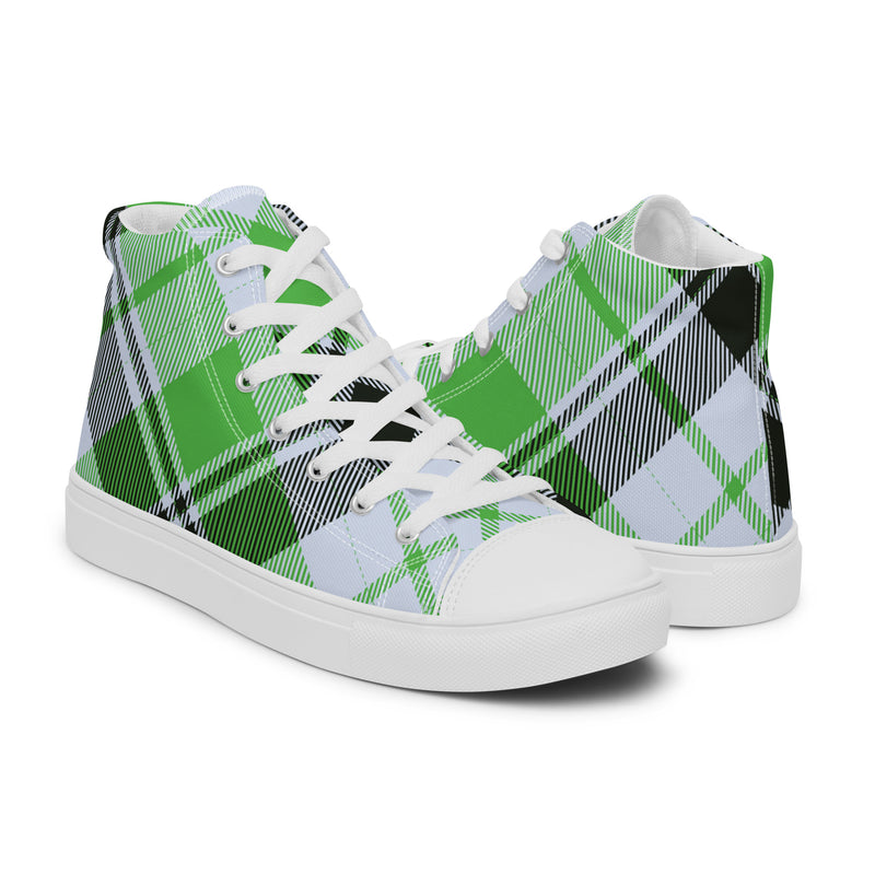 Green Plaid High Top #40 - Opposite Side | HA!LO Canvas Sneakers