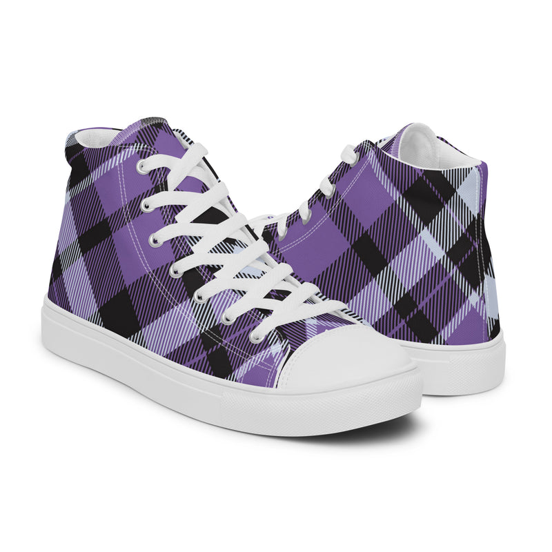 Purple Plaid High Top #41 - Opposite Side | HA!LO Canvas Sneakers
