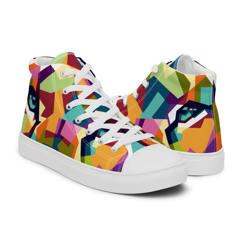 Cubist Face High Top #49 - Top Down View | HA!LO Canvas Sneakers