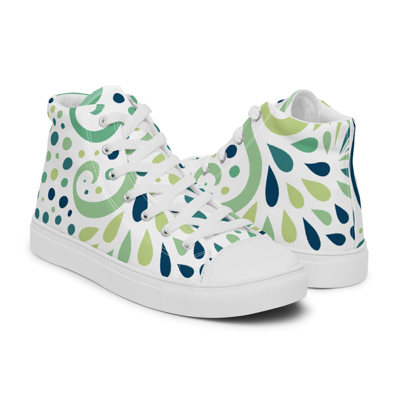 Green Swirl High Top #53 - Top Down View | HA!LO Canvas Sneakers