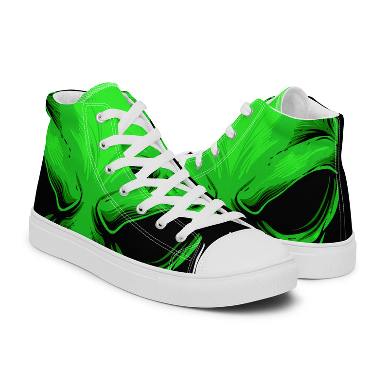 Neon Green Swirl High Top #54 - Top Down View | HA!LO Canvas Sneakers